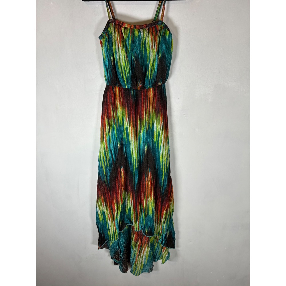 Maurices XS Abstract Watercolor High Low Midi Dress Sleeveless Empire Waist